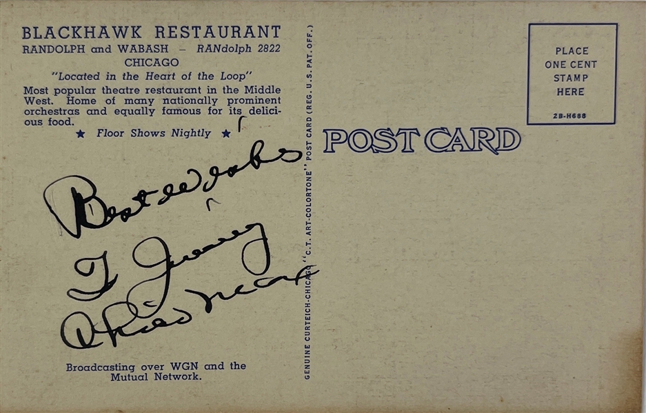 Chico Marx Signed & Inscribed Postcard (Beckett/BAS LOA)
