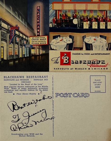 Chico Marx Signed & Inscribed Postcard (Beckett/BAS LOA)