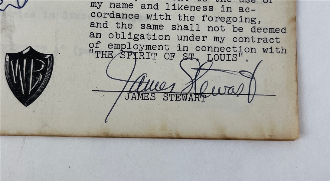 James Stewart Signed 8.5 x 11 Warner Bros Agreement (Third Party Guaranteed)