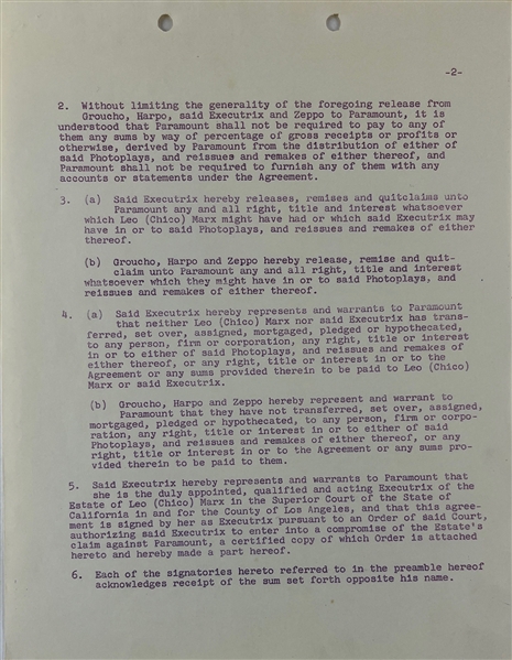Harpo & Zeppo Marx Signed Document (Beckett/BAS LOA)
