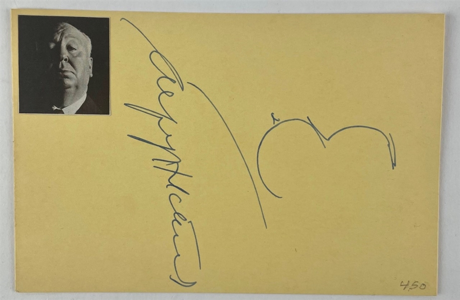 Alfred Hitchcock Signed & Self Sketched 4 x 6 Card (Beckett/BAS)