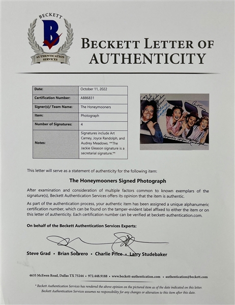 The Honeymooners: Cast Signed 8 x 10 Photograph (4 Sigs)(Beckett/BAS)