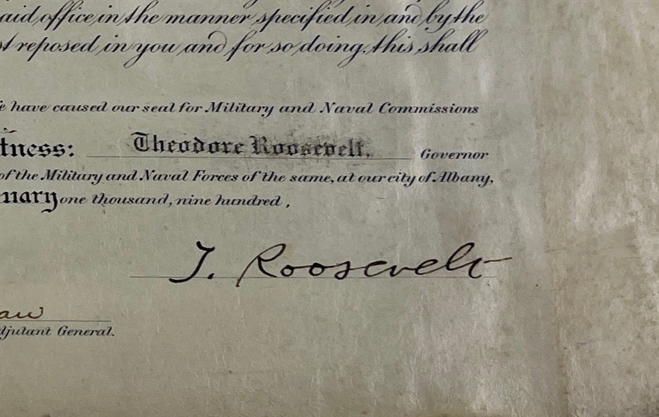 Theodore Roosevelt Signed 1900 National Guard Appointment as Gov of NY! (Third Party Guaranteed)