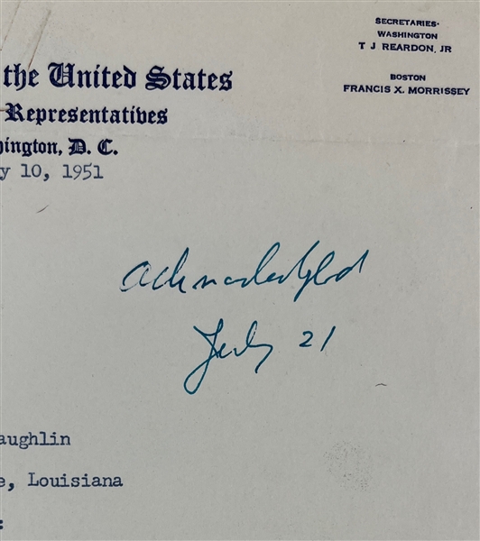 John F. Kennedy Signed 1951 Typed Letter on Congressional Letterhead (Third Party Guaranteed)