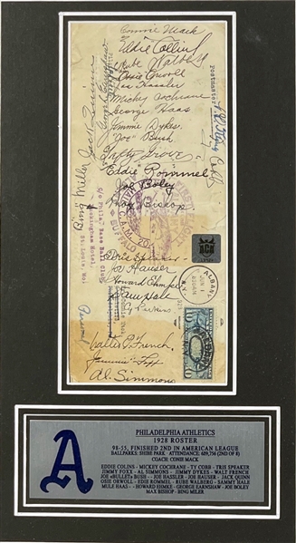 1928 Philadelphia A's Signed Envelope Display with Ty Cobb, Tris Speaker, Connie Mack, etc. (Third Party Guaranteed)