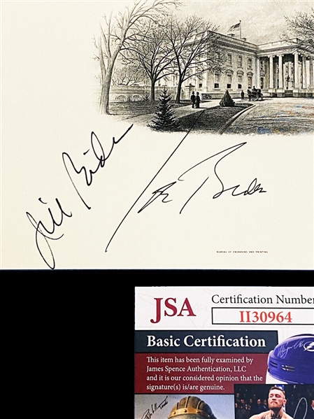 President Joe Biden & Jill Biden Signed 8x6 White House Engraving Card! (JSA)