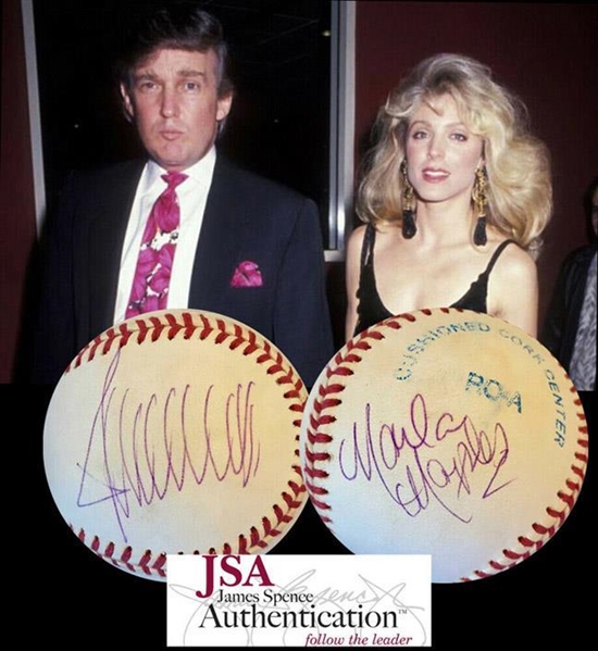 President Donald Trump & Marla Maples RARE Dual Signed Official A.L. Baseball (JSA)