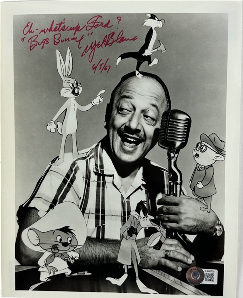 Mel Blanc Signed Vintage 8 x 10 B&W Photograph with Looney Tunes Characters (Beckett/BAS)