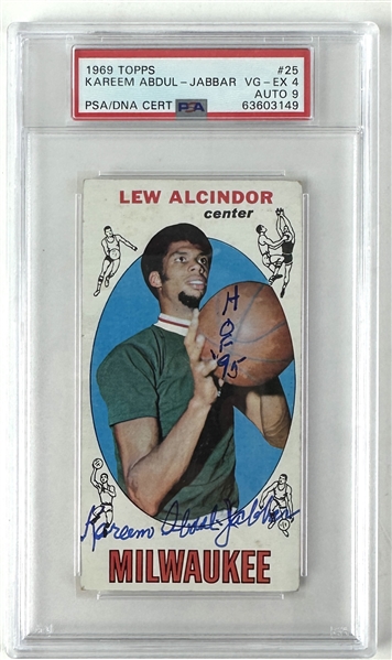 Kareem Abdul-Jabbar Signed 1969 Topps Rookie Card - PSA/DNA Autograph Graded MINT 9!