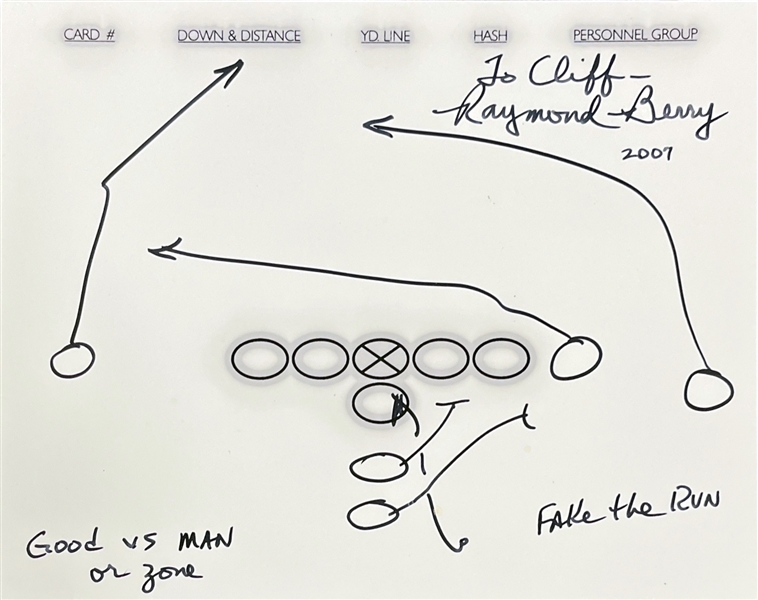 Raymond Berry: Lot of Three Hand Drawn & Signed Football Plays (Beckett/BAS)