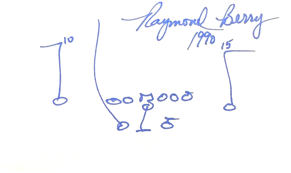 Raymond Berry: Lot of Three Hand Drawn & Signed Football Plays (Beckett/BAS)