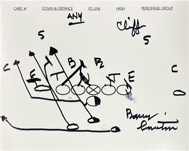 Barry Switzer Hand Drawn & Signed Football Play (Beckett/BAS)
