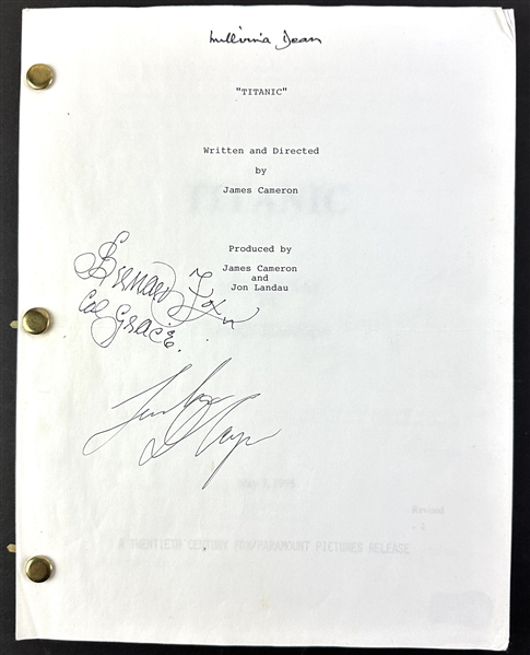 Titanic: Leonardo DiCaprio, Millvina Dean & Bernard Fox Signed Souvenir Script for Titanic