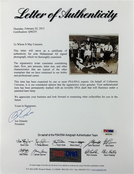 Muhammad Ali Signed 16 x 20 B&W Photograph with The Beatles in Custom Framed Display (PSA/DNA)