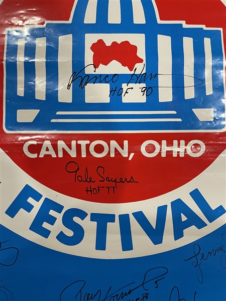 Amazing Pro Footballl Hall of Fame Running Back Legends Multi-Signed 36 x 56 Festival Banner with 17 Signatures Incl. Emmitt, Sanders, Bettis, etc.! (Third Party Guaranteed)
