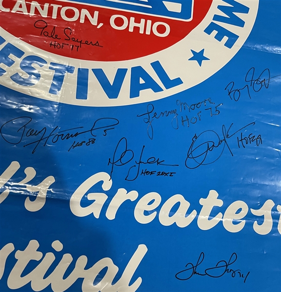 Amazing Pro Footballl Hall of Fame Running Back Legends Multi-Signed 36 x 56 Festival Banner with 17 Signatures Incl. Emmitt, Sanders, Bettis, etc.! (Third Party Guaranteed)