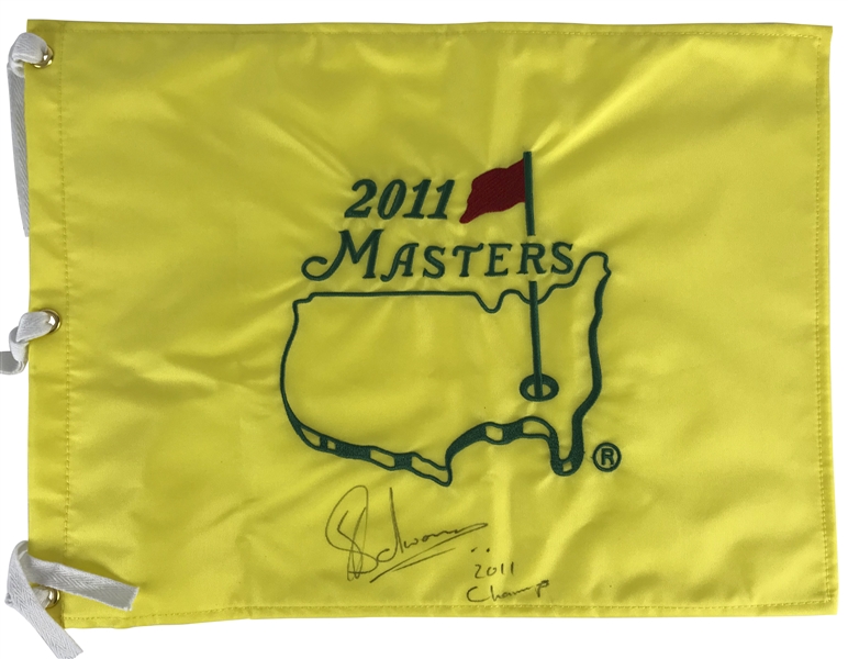Charles Schwartzel Signed & Inscribed 2011 Champ Masters Golf Flag (PSA/DNA)