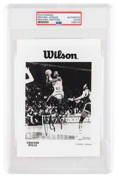 Michael Jordan Superb Signed 5 x 7 Wilson Promotional Photograph (PSA/DNA Encapsulated)