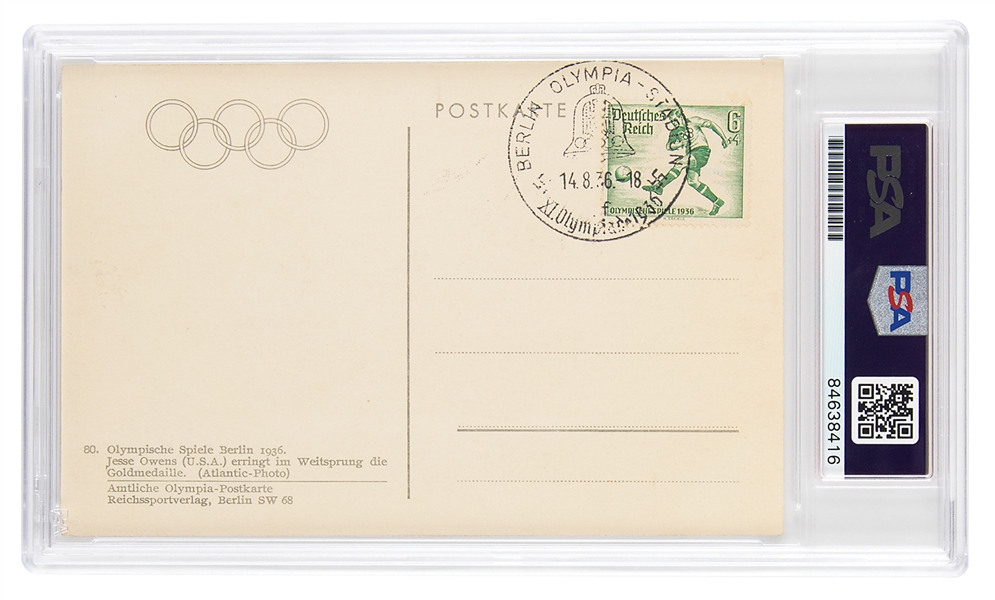 Jesse Owens Superb Signed Vintage German Olympics Postcard Photograph - Signed & Dated from 1936! (PSA/DNA Encapsulated)