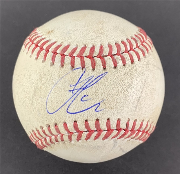 Francisco Lindor Game Used & Signed OML Baseball :: Used 6-03-2022 SD vs LAD :: Ball Pitched to Lindor! (MLB Holo & PSA/DNA)