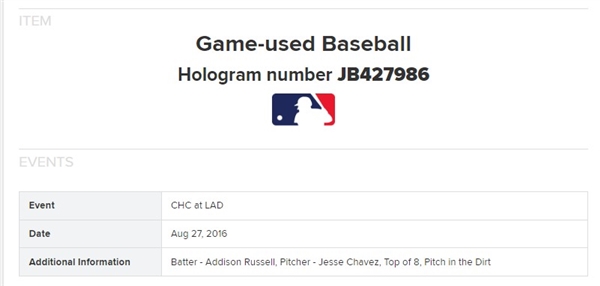Kris Bryant Game Used & Signed OML Baseball :: 8-27-2016 CHC vs. LAD :: Cubs Championship Season! (PSA/DNA COA & MLB Authentication)