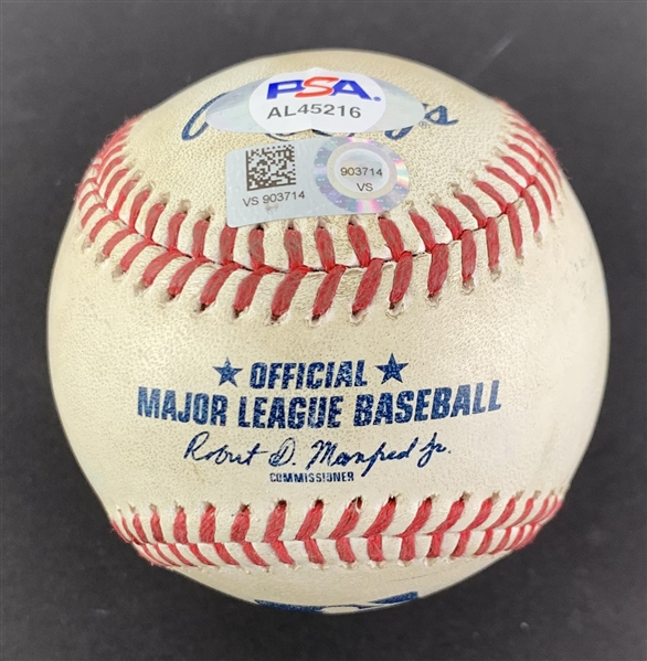 Justin Turner Game Used & Signed OML Baseball :: Used 7-10-2022 CHC vs LAD :: Ball Pitched to Turner (MLB Holo & PSA/DNA)