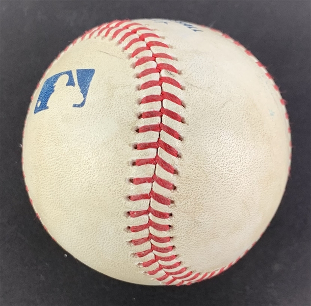 Justin Turner Game Used & Signed OML Baseball :: Used 7-10-2022 CHC vs LAD :: Ball Pitched to Turner (MLB Holo & PSA/DNA)