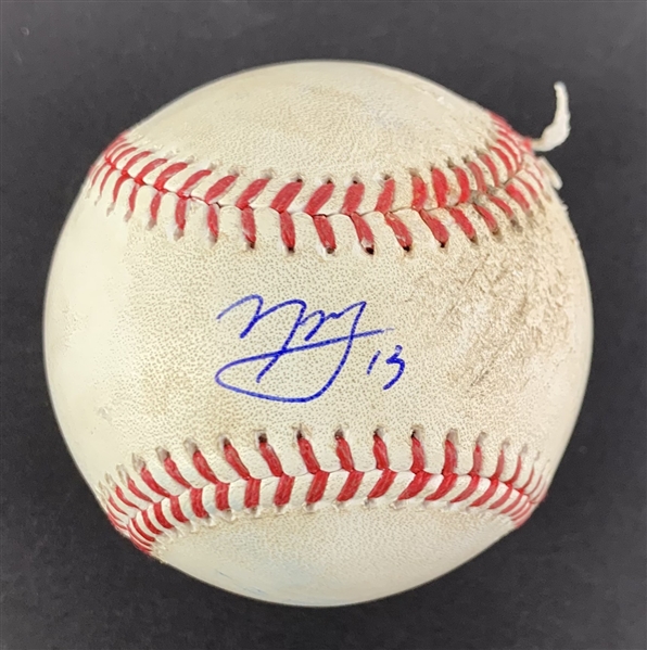 Manny Machado Game Used & Signed OML Baseball :: Used 9-04-2022 SD vs LAD :: Ball Pitched to & Fouled Off by Machado (MLB Holo & PSA/DNA)