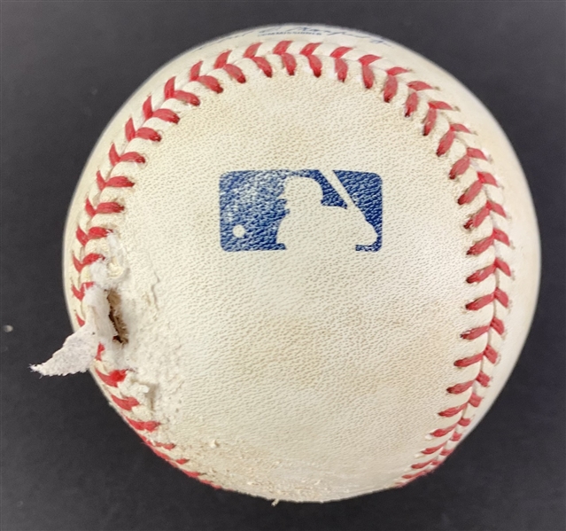Manny Machado Game Used & Signed OML Baseball :: Used 9-04-2022 SD vs LAD :: Ball Pitched to & Fouled Off by Machado (MLB Holo & PSA/DNA)