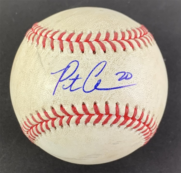 Pete Alonso Game Used & Signed OML Baseball :: Used 4-25-2021 NYM vs LAD :: Alonso HR Game :: Ball Pitched to & Fouled Off by Alonso (MLB Holo & PSA/DNA)