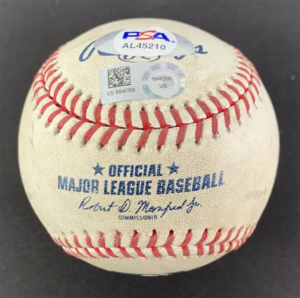 Pete Alonso Game Used & Signed OML Baseball :: Used 4-25-2021 NYM vs LAD :: Alonso HR Game :: Ball Pitched to & Fouled Off by Alonso (MLB Holo & PSA/DNA)