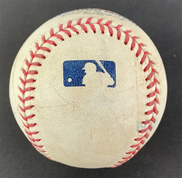 Pete Alonso Game Used & Signed OML Baseball :: Used 4-25-2021 NYM vs LAD :: Alonso HR Game :: Ball Pitched to & Fouled Off by Alonso (MLB Holo & PSA/DNA)