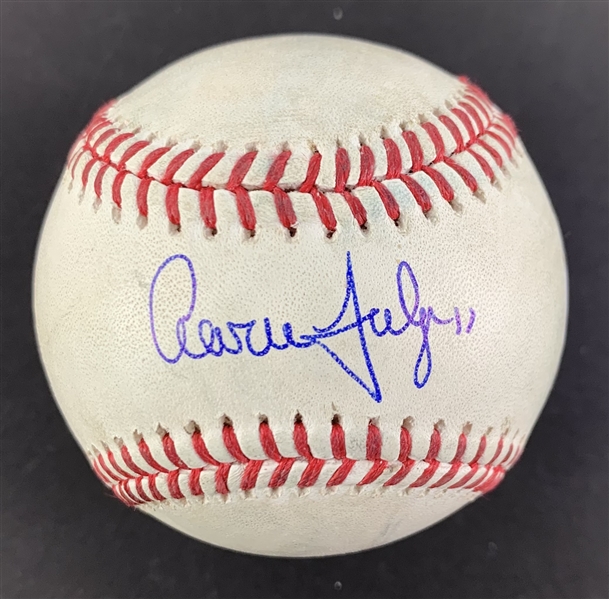 Aaron Judge Game Used & Signed OML Baseball :: Used 6-11-2022 CHC vs NYY :: Judge 2-HR, 3 RBI Game! (62 Home Run Season)(MLB Holo & PSA/DNA)