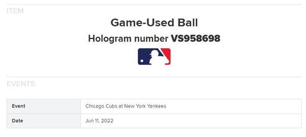 Aaron Judge Game Used & Signed OML Baseball :: Used 6-11-2022 CHC vs NYY :: Judge 2-HR, 3 RBI Game! (62 Home Run Season)(MLB Holo & PSA/DNA)