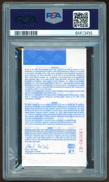 2003 NLCS Marlins vs. Cubs Ticket Stub - The Steve Bartman Game (PSA/DNA)
