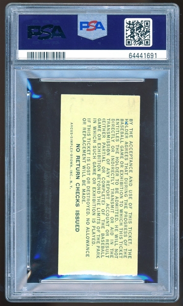 1956 Wash. Sentators vs. Yankees Ticket Stub: Mantle HR #168 & Ford Win #76 (PSA/DNA)