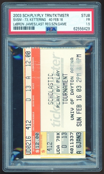 LeBron James Final 2003 Regular Season Game Ticket (PSA/DNA Encapsulated)