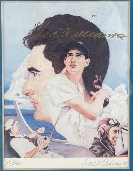 Ted Williams Signed Lithograph Display (PSA/DNA) 