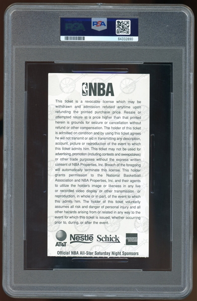 1997 All-Star Weekend Ticket :: Bryant Slam Dunk Champ! (PSA/DNA Encapsulated)