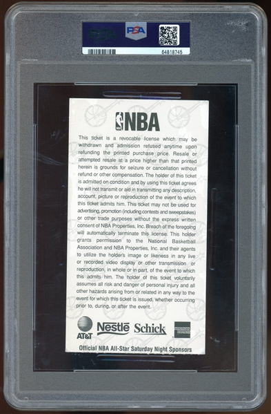 1997 All-Star Weekend Ticket :: Bryant Slam Dunk Champ! (#2)(PSA/DNA Encapsulated)