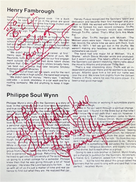 The Spinners: Group Signed 1976 Tour Program (Epperson/REAL LOA)