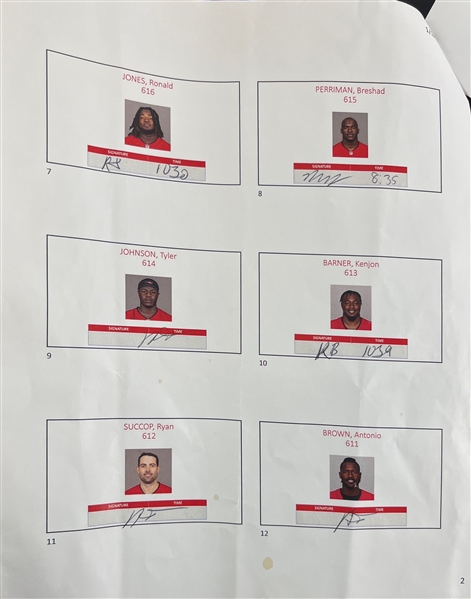 2021-22 Tampa Bay Buccaneers Team Signed Spreadsheets (JSA LOA)