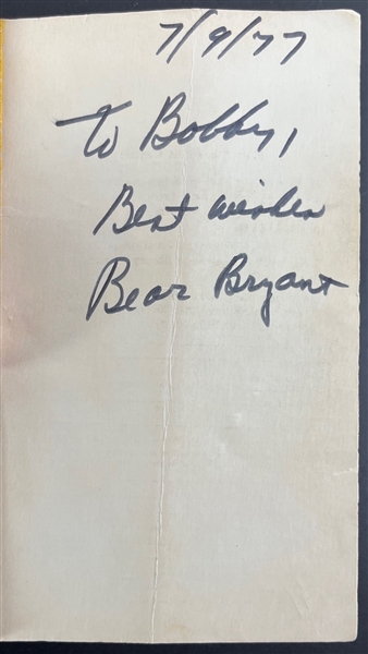 Paul Bear Bryant Dual Signed Paperback Football Book (JSA LOA)