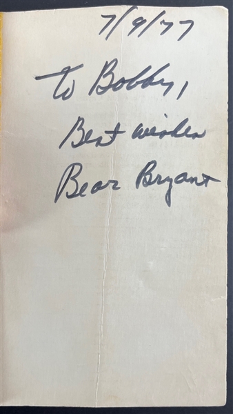 Paul "Bear" Bryant Dual Signed Paperback Football Book (JSA LOA)