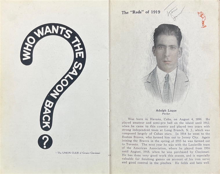 The Reds of 1919 Souvenir Book :: Year of The Black Sox Scandal! 