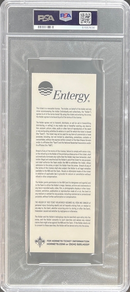 2012 New Orleans Hornets Full Ticket :: Anthony Davis Debut (PSA/DNA Encapsulated)