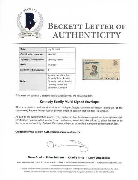 The Kennedy Family Multi-Signed Cover (4 Sigs) (Beckett/BAS LOA)