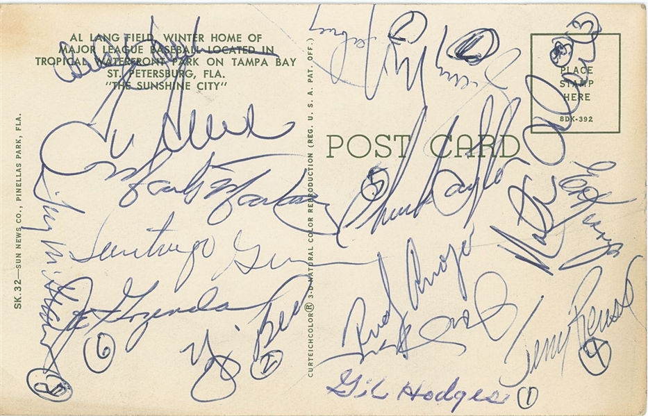 St. Louis Cardinals & New York Mets 1971 Multi-Signed Postcard (JSA LOA)