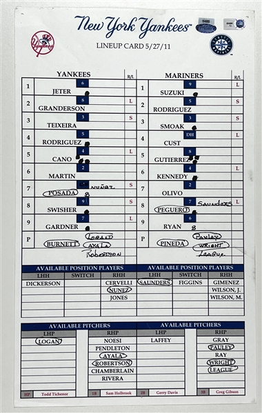 New York Yankees 2011 Lineup Card