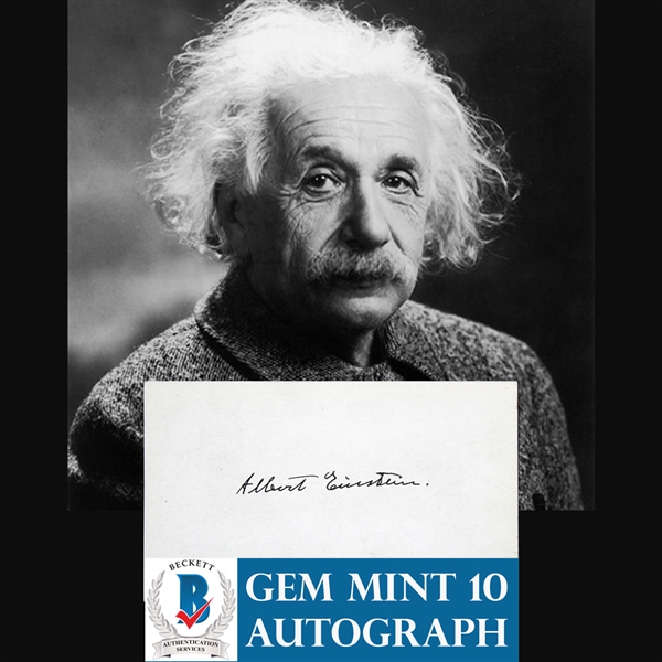 Albert Einstein Signed 3.25" x 5.5" Index Card with Full Name Autograph - Graded Beckett/BAS GEM MINT 10!